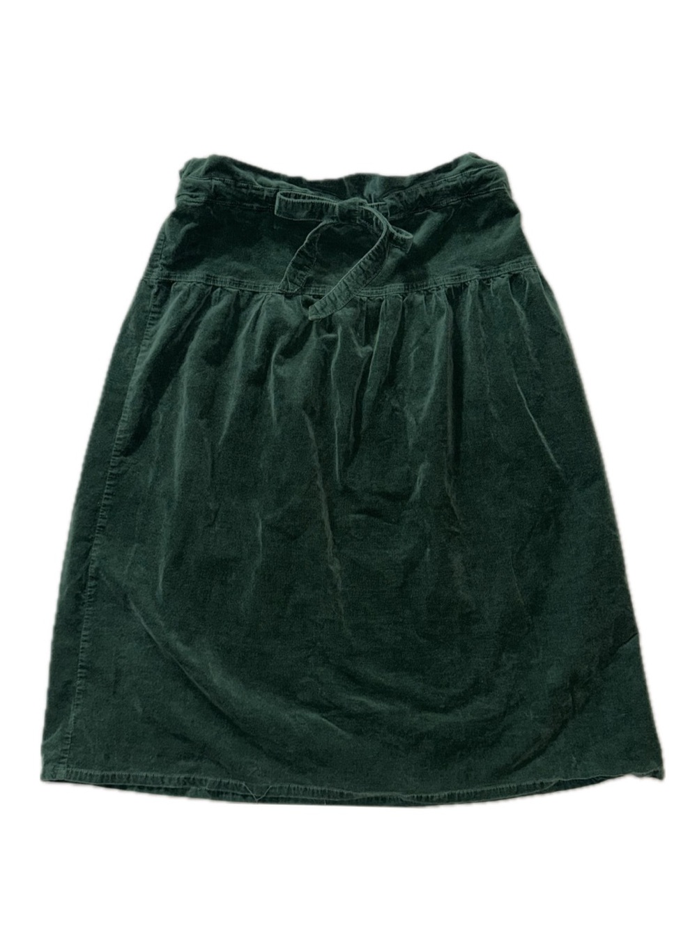 Draper James Green Tie-Waist Velvet Midi Skirt